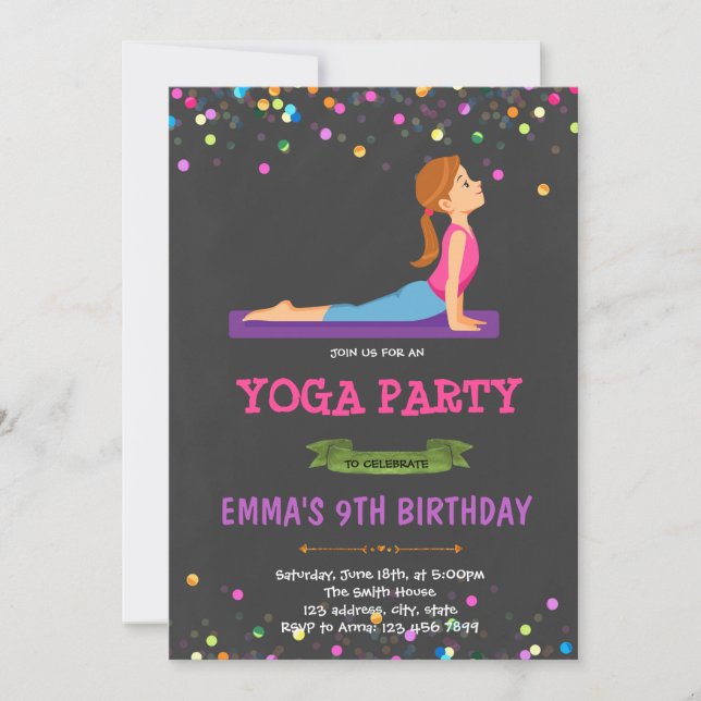 Yoga theme party invitation (Front)