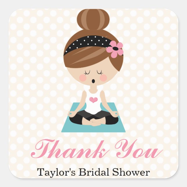 Yoga Themed Bridal Shower Thank You Favour Sticker (Front)