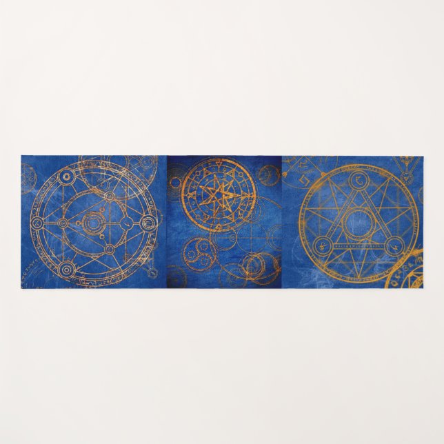 Yoga Themed Sacred Geometry With Constellations Mat (Front (Horizontal))