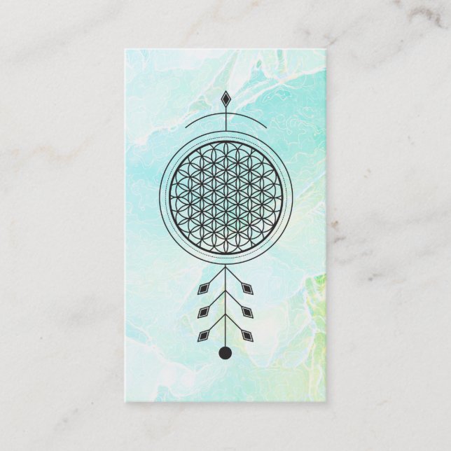 *~* Yoga Totem Flower of Life Pastel Floral  Reiki Business Card (Front)