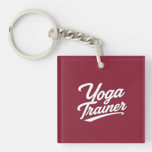 Yoga Trainer Script Typography Fitness Gift Design Key Ring