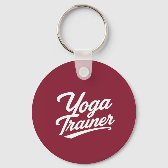 Yoga Trainer Script Typography Fitness Gift Design Key Ring (Front)