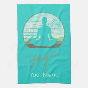 Yoga Training Vintage Design Meditation Or Pilates Tea Towel