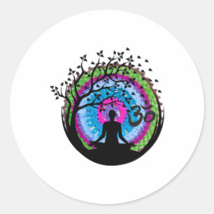 Yoga Tree Crochet Om Mandala,knitting And Sewing Y Classic Round Sticker