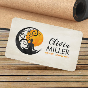 Yoga Tree Moon and Sun - Watercolor  Business Card