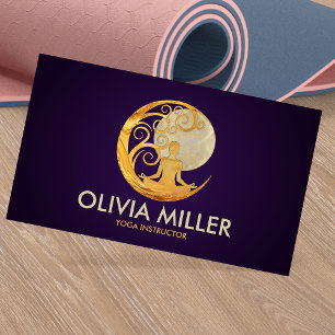 Yoga Tree Moon - Pearl and Gold Business Card