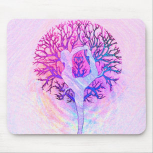 Yoga Tree Pastel Rainbow Mouse Mat