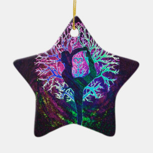 Yoga Tree Peace Rainbow Ceramic Tree Decoration