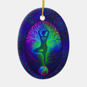 Yoga Tree Peace Rainbow Ceramic Tree Decoration