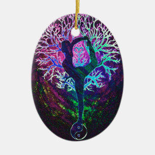 Yoga Tree Peace Rainbow Ceramic Tree Decoration