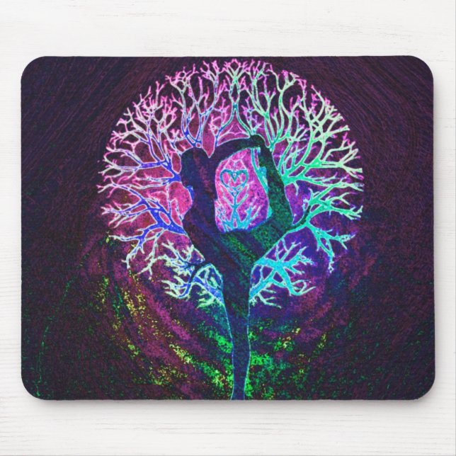 Yoga Tree Peace Rainbow Mouse Mat (Front)