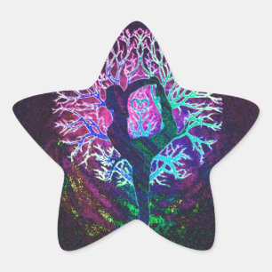 Yoga Tree Peace Rainbow Star Sticker