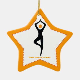 Yoga tree pose black, orange custom ceramic tree decoration