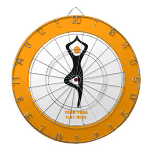 Yoga tree pose black, orange custom dartboard