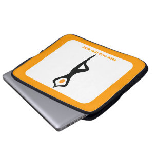 Yoga tree pose black, orange custom laptop sleeve