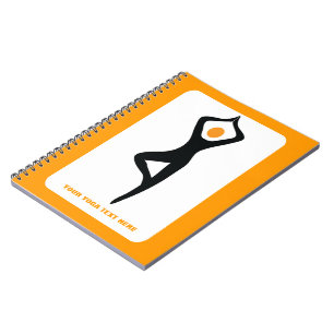 Yoga tree pose black, orange custom notebook