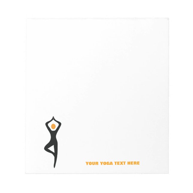 Yoga tree pose black, orange custom notepad (Front)