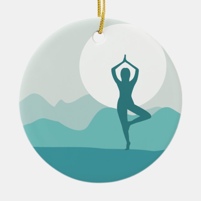Yoga Tree Pose Ceramic Tree Decoration (Front)