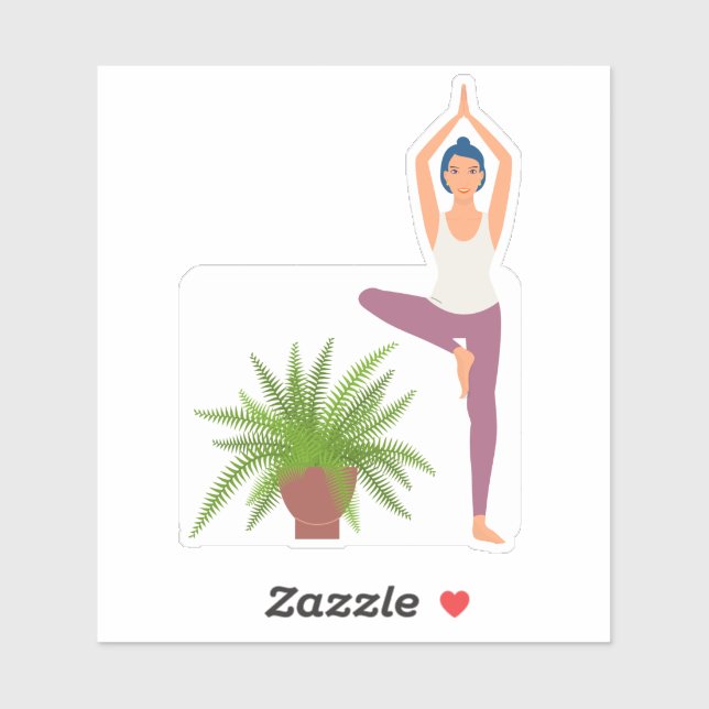 Yoga tree pose plant in pot transparent sticker (Sheet)