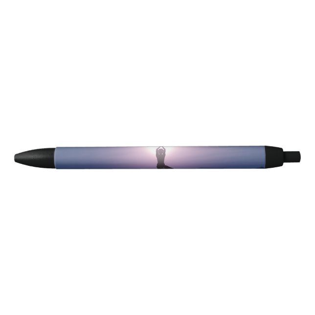 Yoga Tree Pose Vrksasana Black Purple Ink Pen (Front)