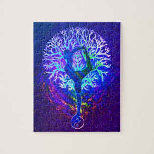 Yoga Tree Purple Peace Rainbow Jigsaw Puzzle