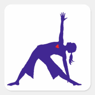 Yoga Triangle Pose Silhouette With Heart Square Sticker