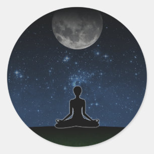 Yoga Under The Moon Classic Round Sticker