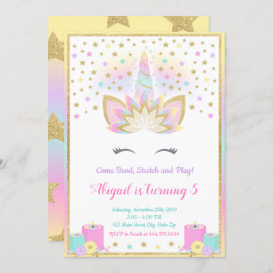 Yoga Unicorn Invitation, Unicorn Invitation