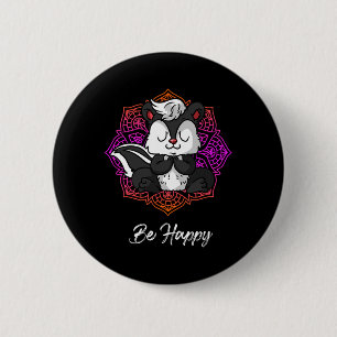 Yoga Unleashed Calm Skunk Yoga Zen  6 Cm Round Badge
