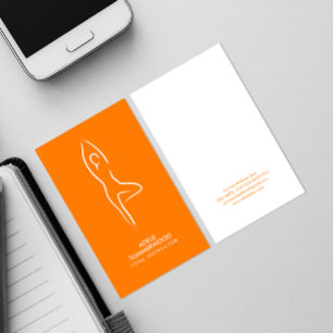 Yoga Vrksasana Line Art Symbol on Orange Business Card