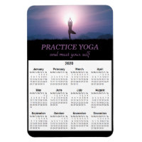 Yoga Vrksasana Pose Black Purple 2020 Calendar