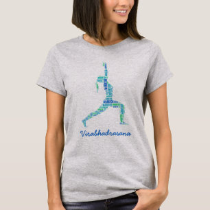 Yoga Warrior Pose In Shades of Blue T-Shirt