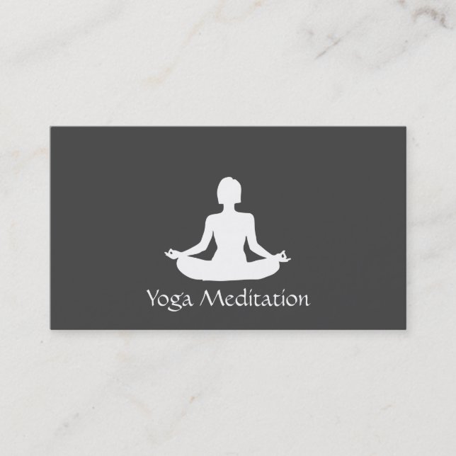 Yoga (white) Grey background Business Card (Front)