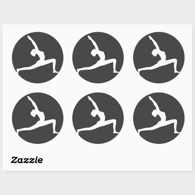 Yoga White Silhouette Woman Posing Round Sticker (Sheet)