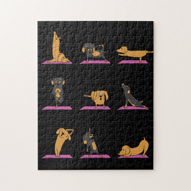 Yoga Wiener Dog Dachshund Funny Jig Saw Puzzle (Vertical)
