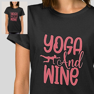 Yoga & Wine Pink on Black T-Shirt