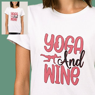 Yoga & Wine Pink on White                  T-Shirt