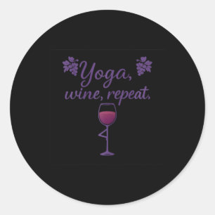Yoga Wine Repeat Wine Gl Tree Pose Grape Art Classic Round Sticker