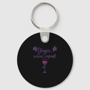 Yoga Wine Repeat Wine Gl Tree Pose Grape Art Key Ring