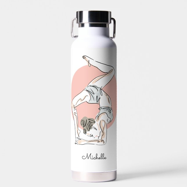 Yoga Woman custom name Water Bottle (Front)
