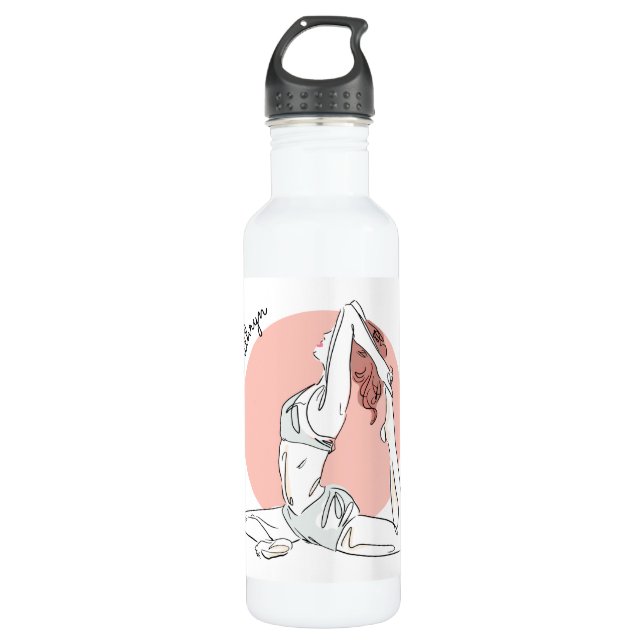 Yoga Woman custom name water bottles (Front)