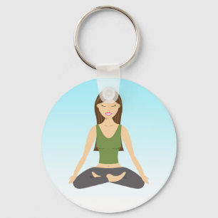 Yoga Woman In Lotus Pose Key Ring