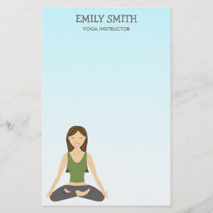 Yoga Woman In Lotus Pose Stationery