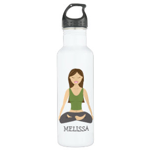 Yoga Woman In Lotus Pose With Custom Name 710 Ml Water Bottle