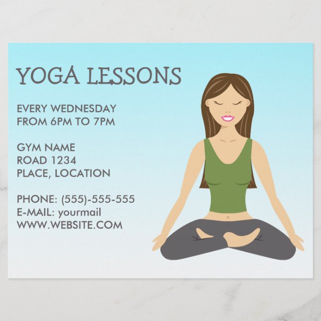 Yoga Woman In Lotus Pose Yoga Lessons Flyer (Front)