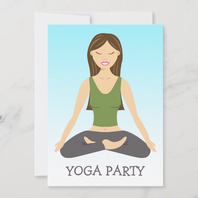 Yoga Woman In Lotus Pose Yoga Party Invitation (Front)