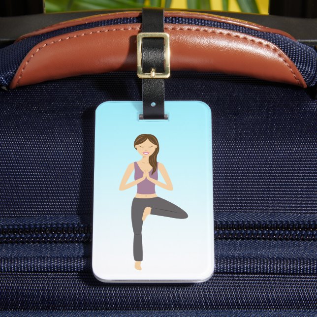 Yoga Woman In Tree Pose Luggage Tag (Front Insitu 2)