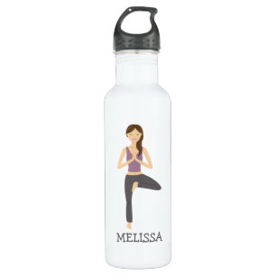 Yoga Woman In Tree Pose With Custom Name 710 Ml Water Bottle