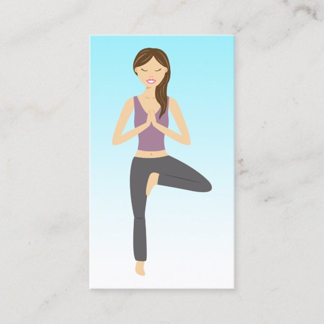 Yoga Woman In Tree Pose Yoga Instructor Business Card (Front)