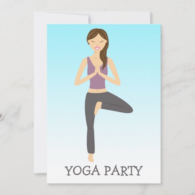 Yoga Woman In Tree Pose Yoga Party Invitation (Front)